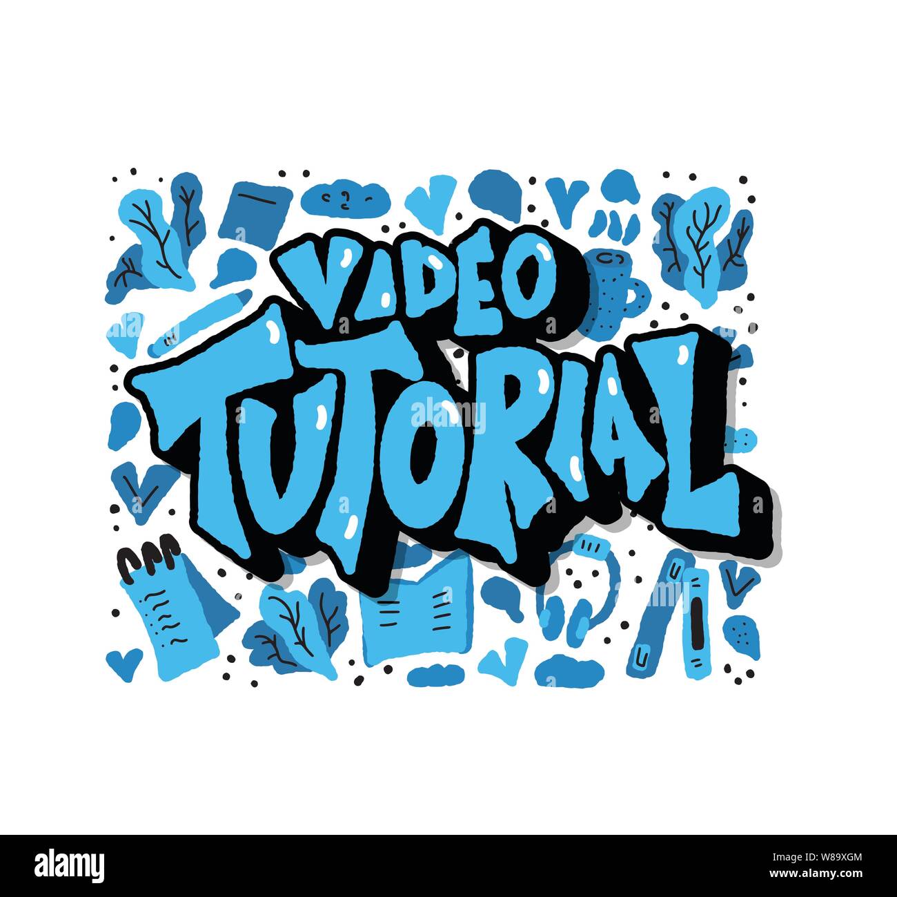 Video tutorial banner template. Lettering with decoration for ...