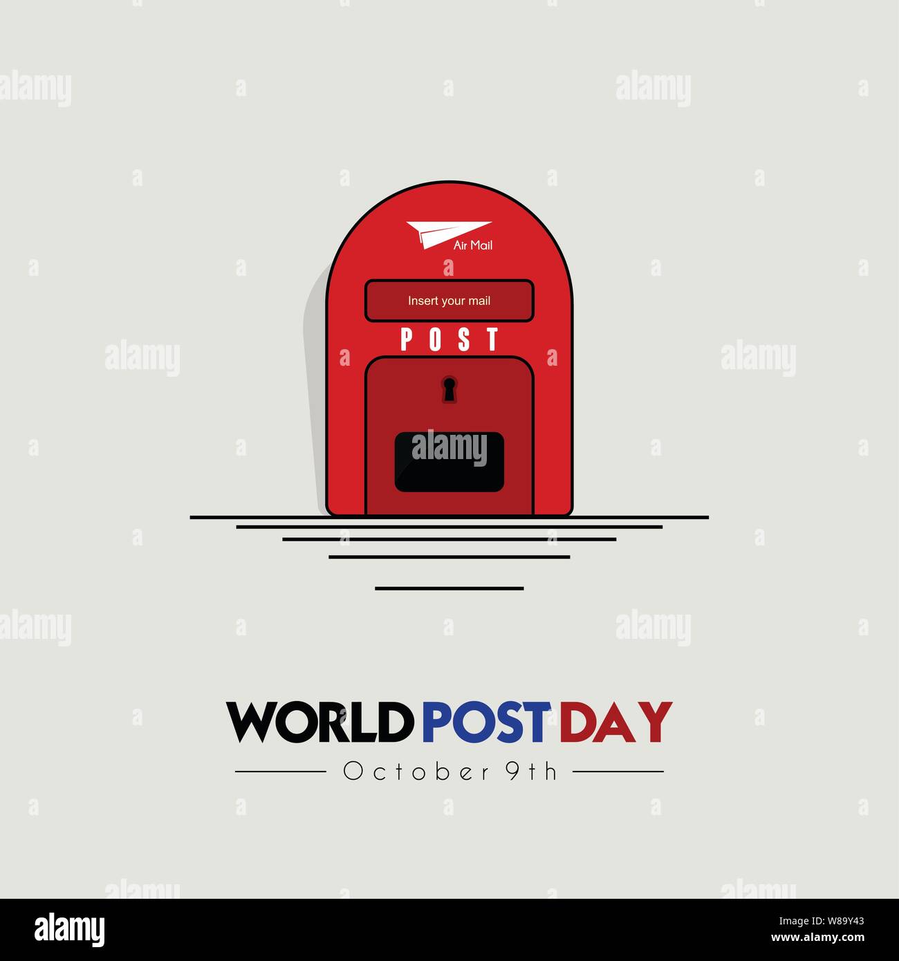 World Post Day with post box (mail box) icon design Stock Vector
