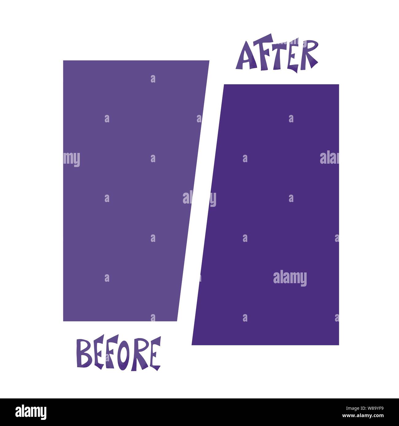 Before and after template background. Comparison concept with hand