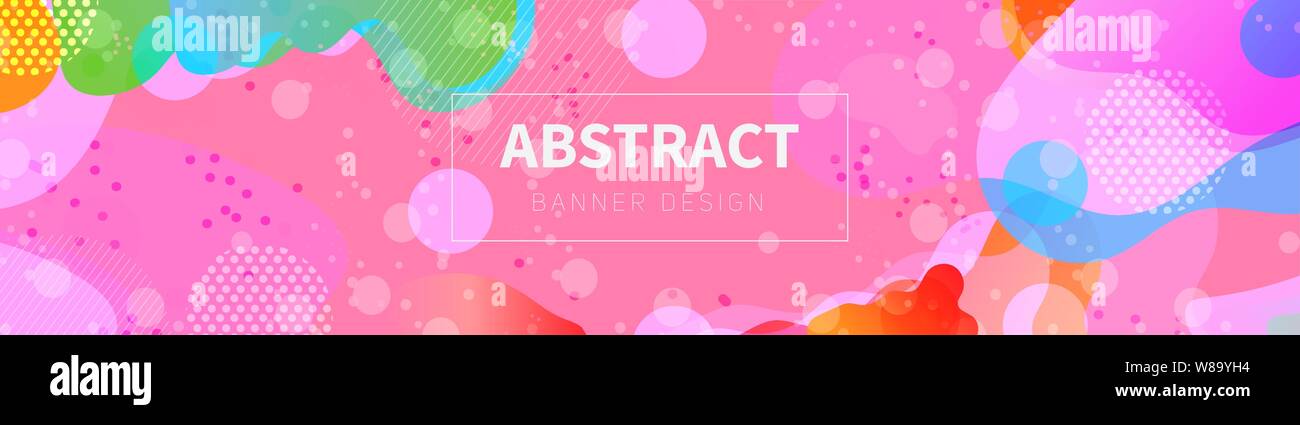 Web Banner Template With Pink Abstract Design Colored Organic