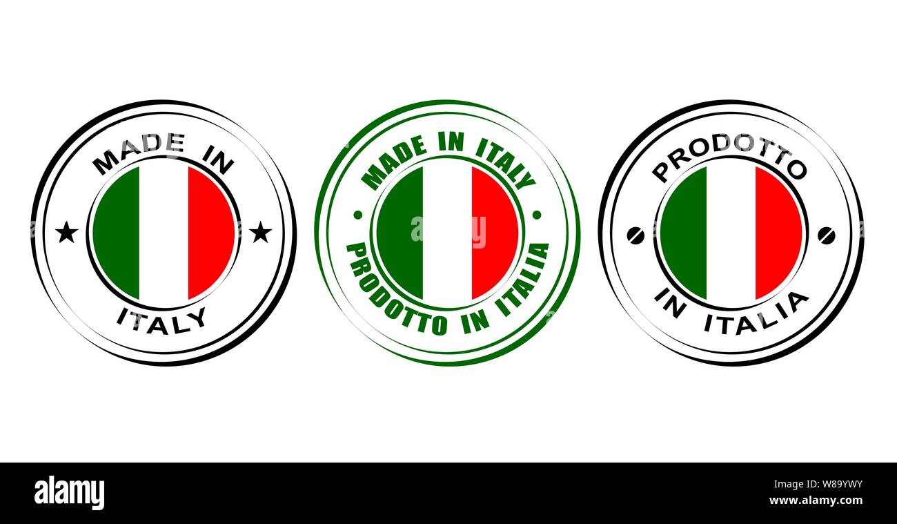 Round label Made in Italy with flag Stock Vector