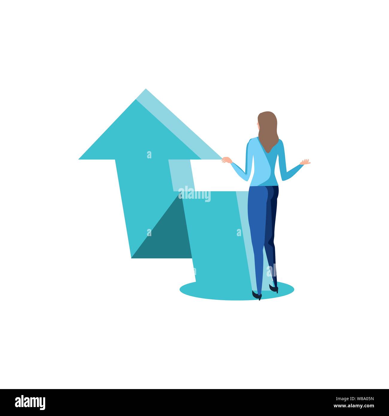 business woman elegant with arrow up vector illustration design Stock ...