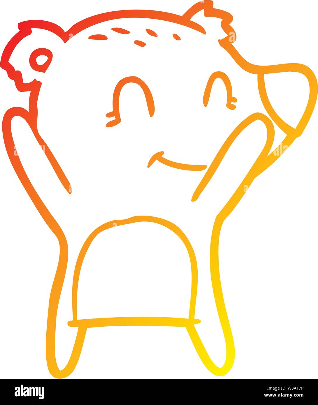 warm gradient line drawing of a smiling bear cartoon Stock Vector Image ...