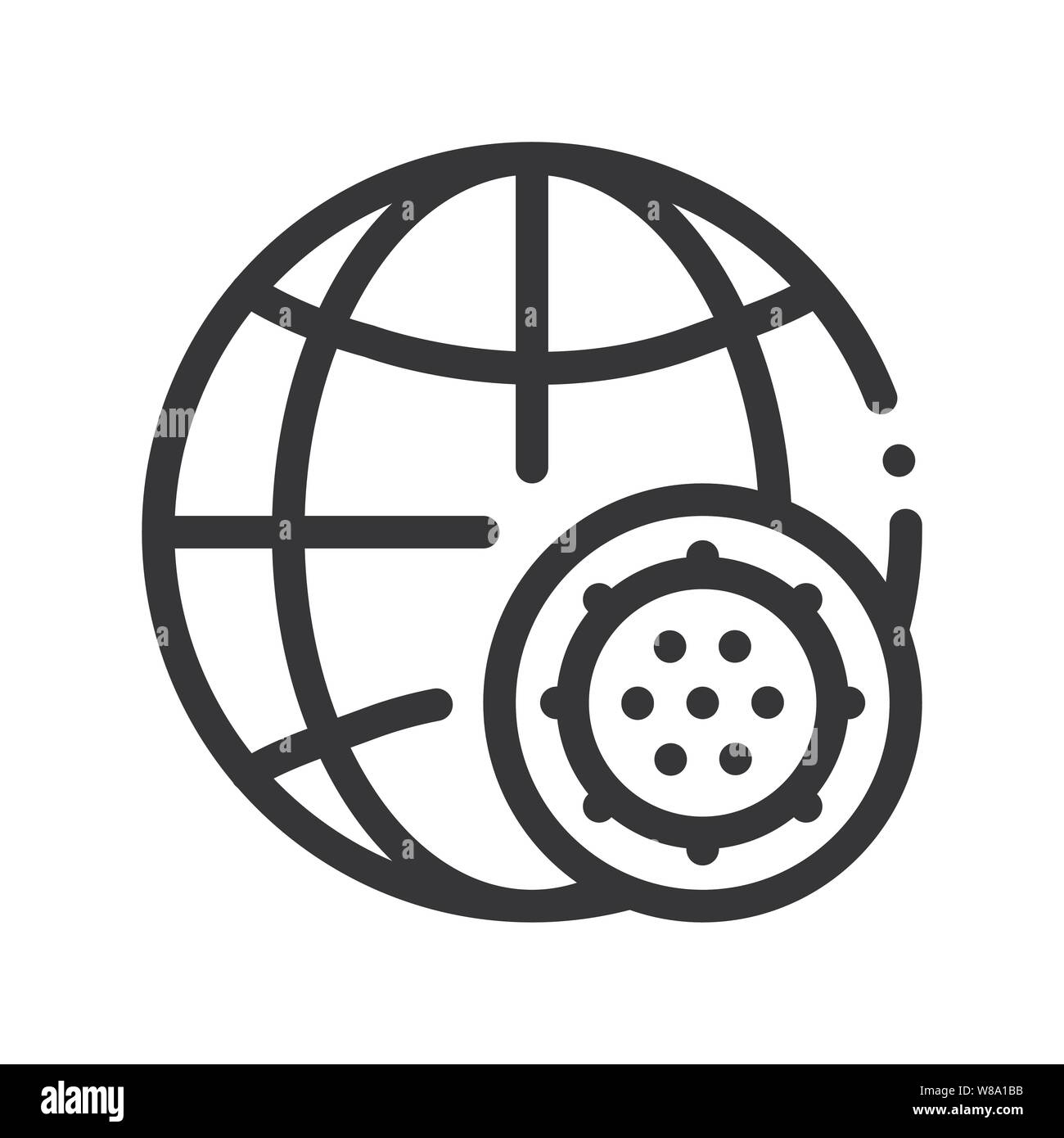 Microscopic Bacterium And Planet Vector Sign Icon Stock Vector