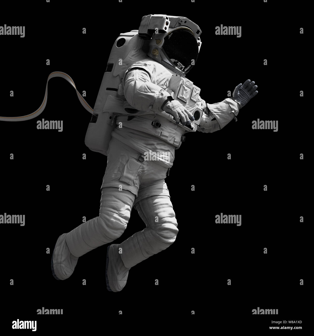 astronaut performing a space walk, isolated on black background Stock Photo Alamy