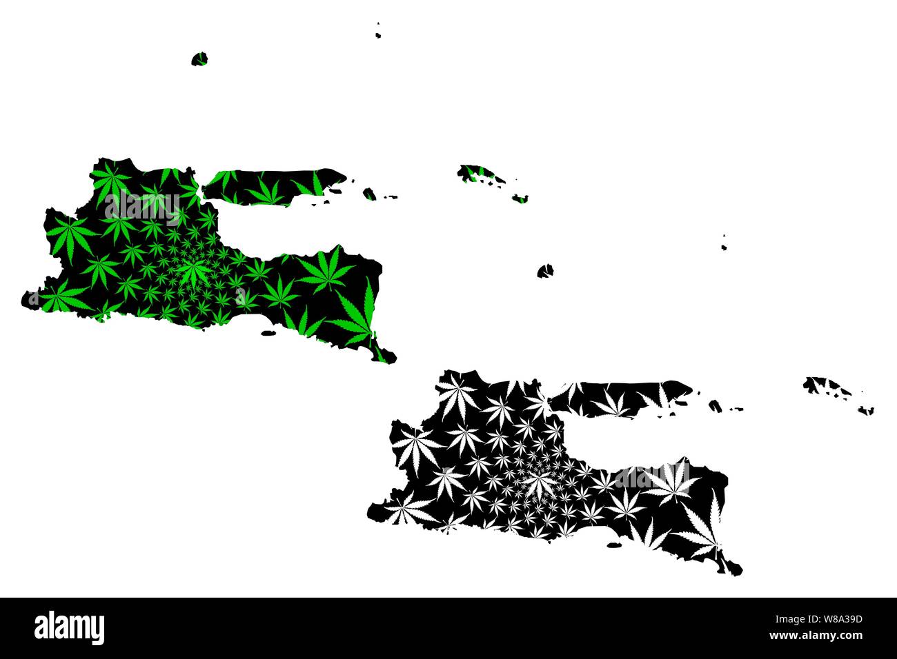 East Java Subdivisions Of Indonesia Provinces Of Indonesia Map Is Designed Cannabis Leaf Green And Black Jawa Timur Map Made Of Marijuana Marihua Stock Vector Image Art Alamy