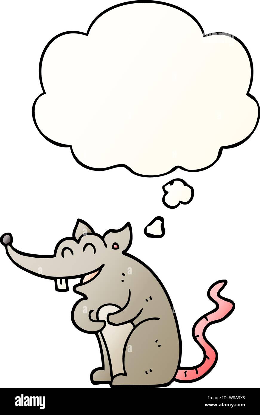 cartoon rat with thought bubble in smooth gradient style Stock Vector