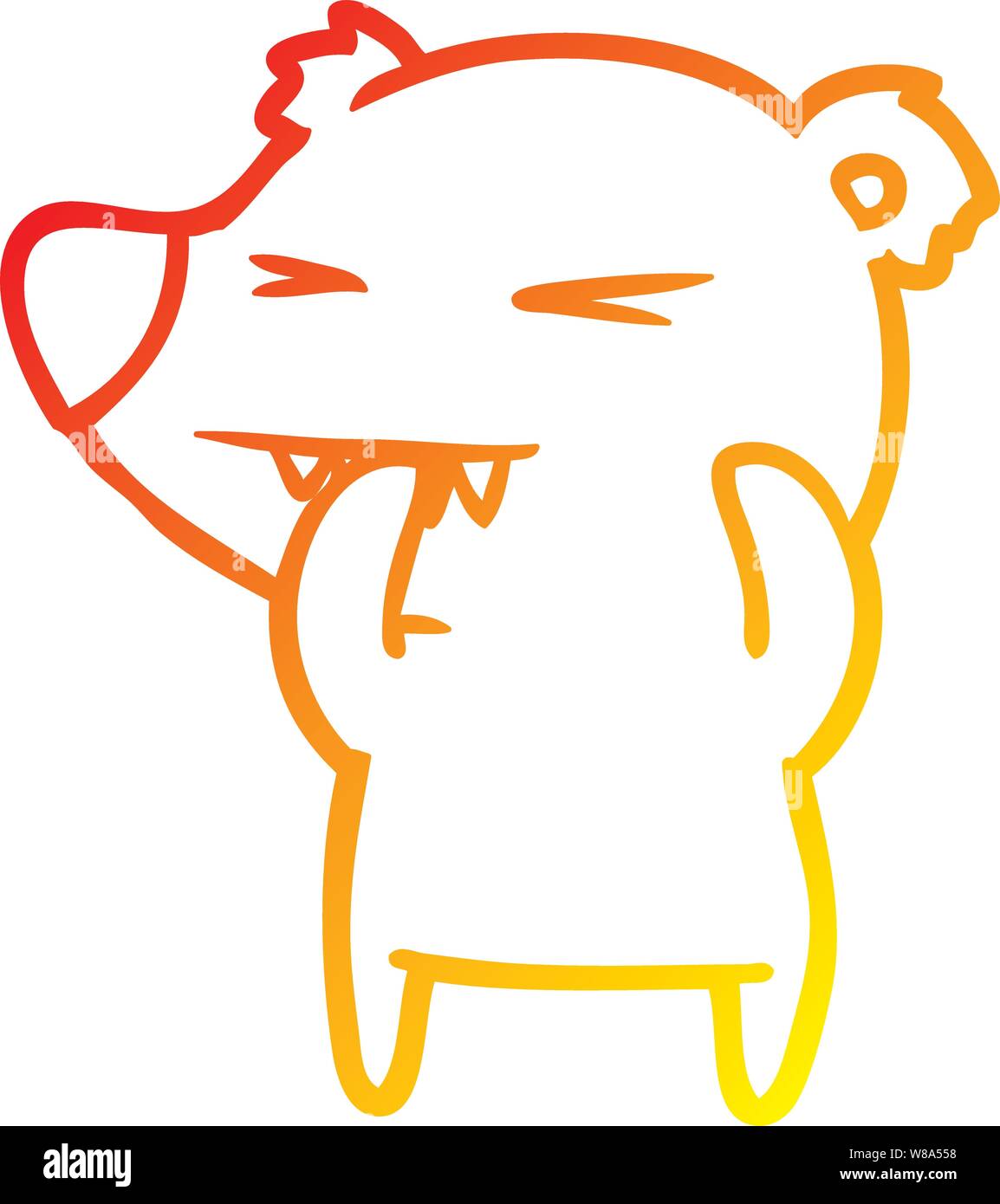 Warm Gradient Line Drawing Of A Angry Bear Cartoon Stock Vector Image Art Alamy