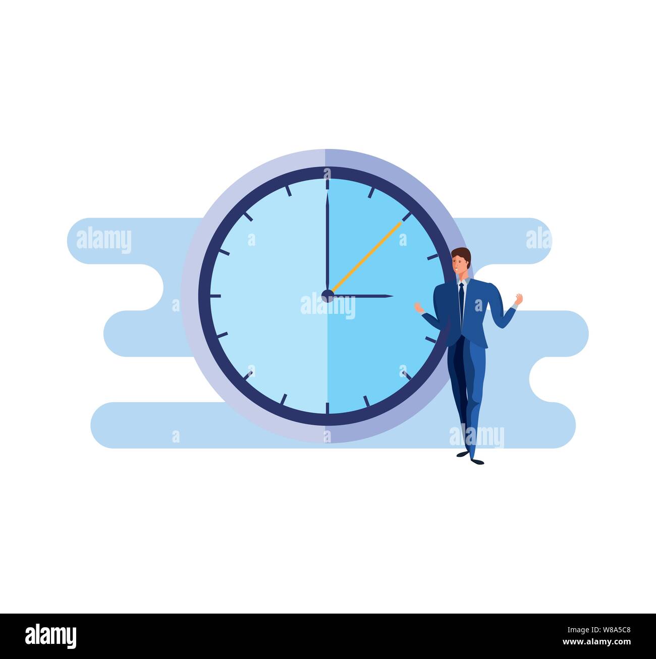 business man elegant with time clock vector illustration design Stock ...
