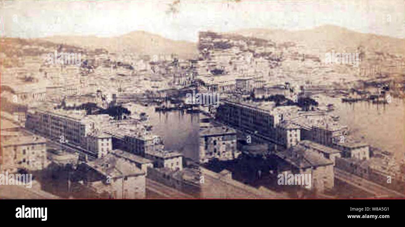 Degoix Celestino (1860-1890) - Genova - Panorama preso dal Scoglietto. Stock Photo