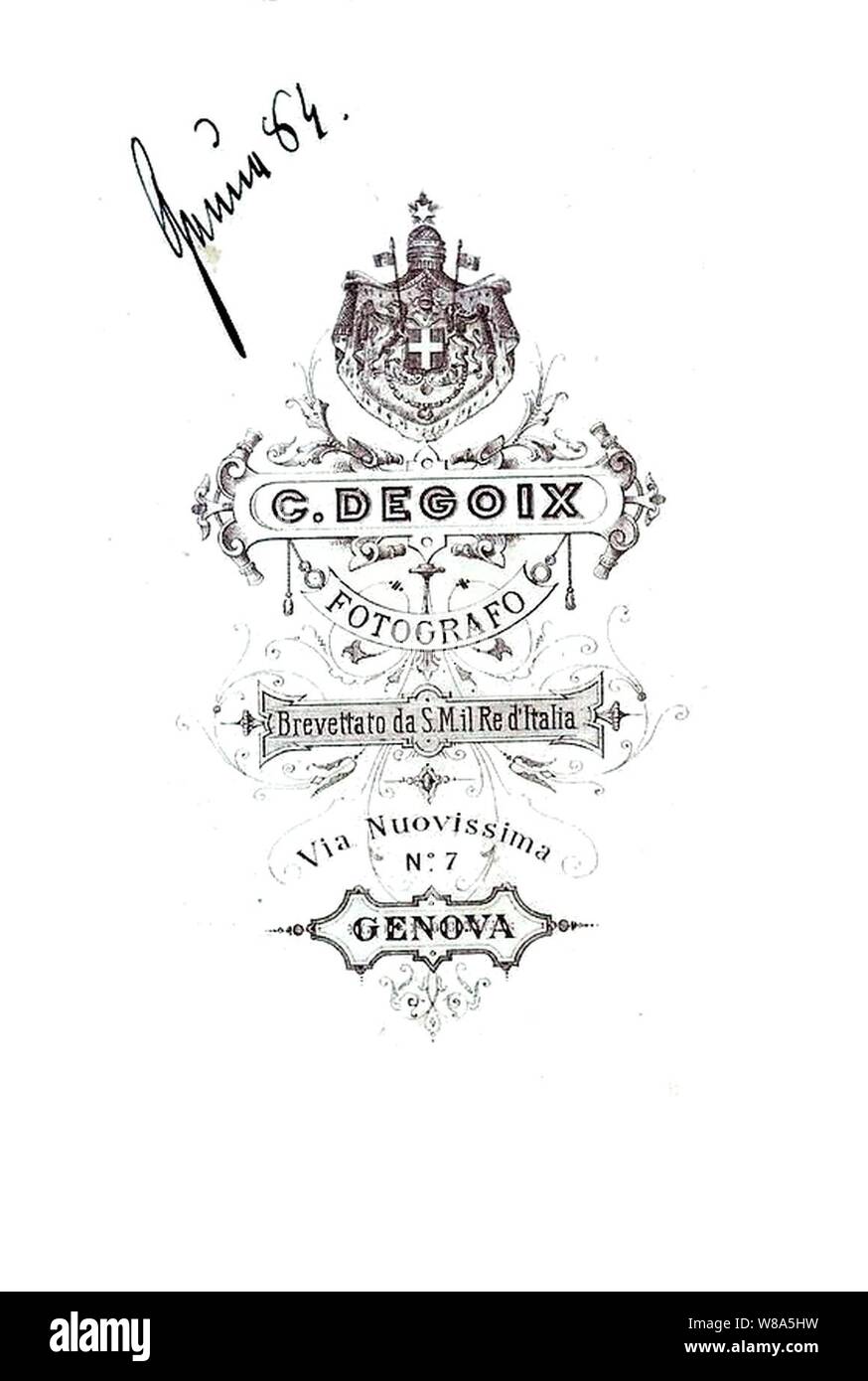 Degoix, Celestino (1860-1890) - Genova - Interno del Duomo - Datato 1884 - verso. Stock Photo