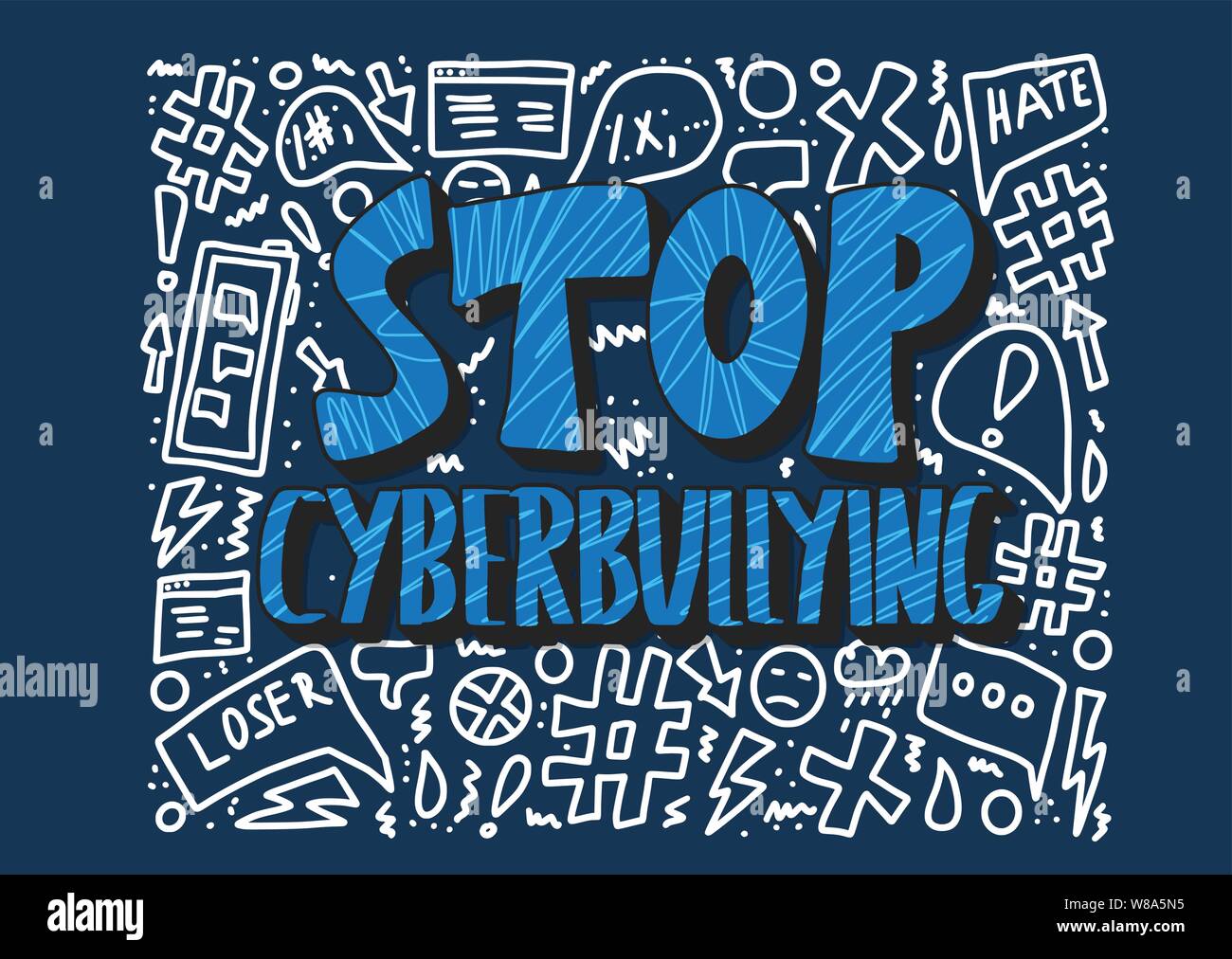 Stop cyberbullying poster template with design elements. Vector text about  internet hate Stock Vector Image &amp; Art - Alamy