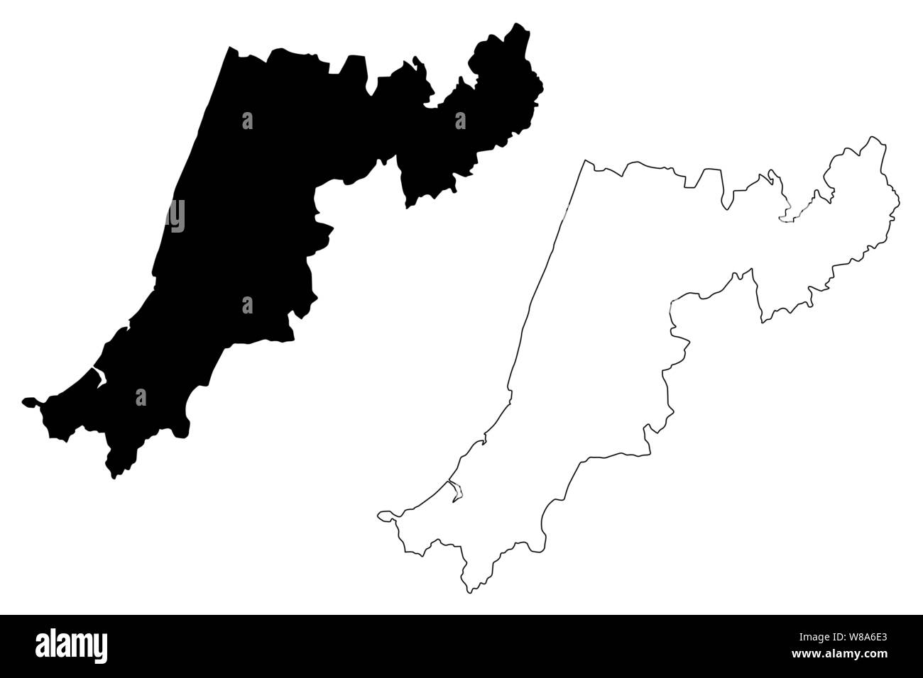 Leiria District (Portuguese Republic, Portugal) map vector illustration
