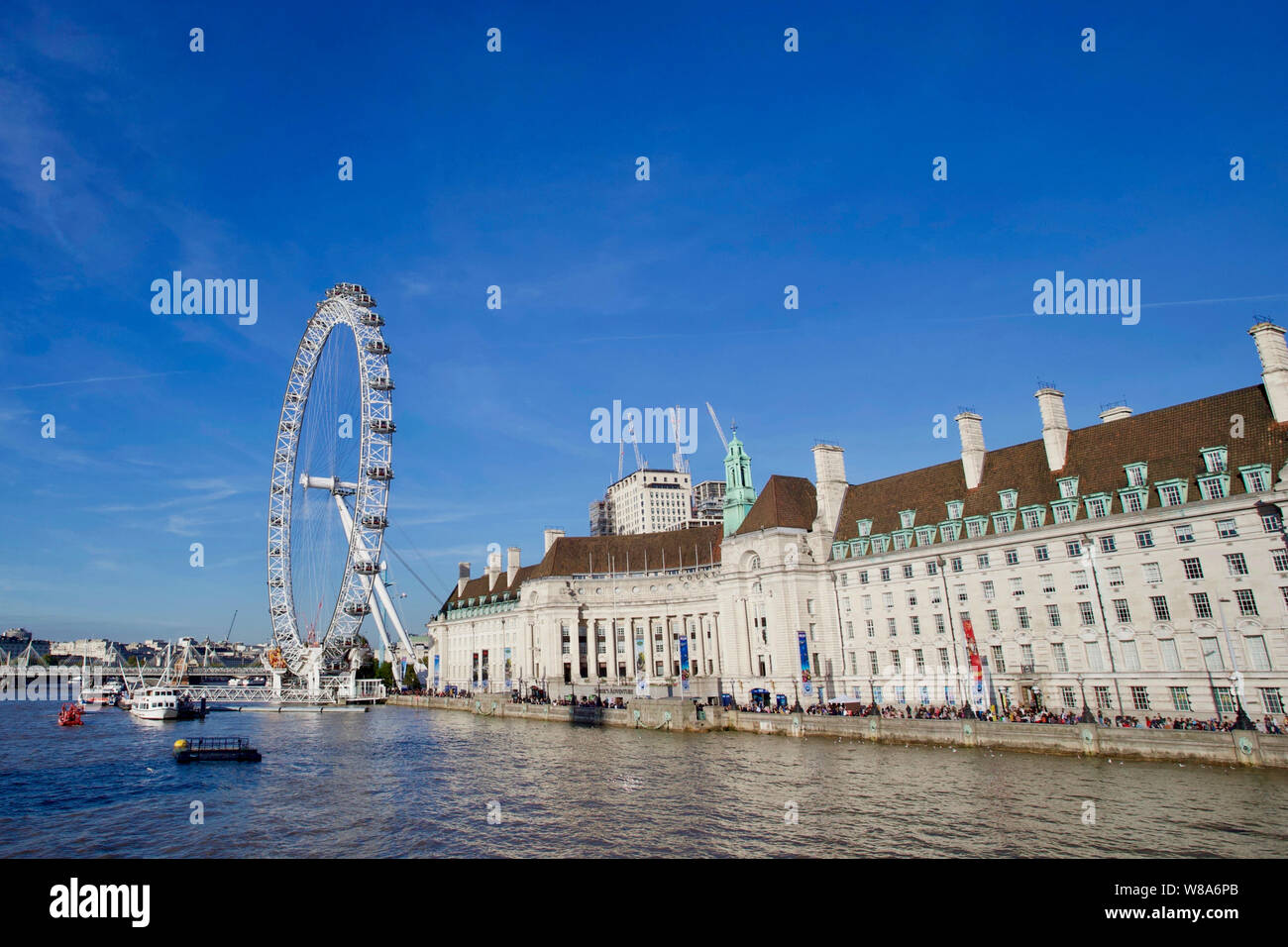 London Eye & County Hall, South Bank, Lambeth Stock Photo - Alamy