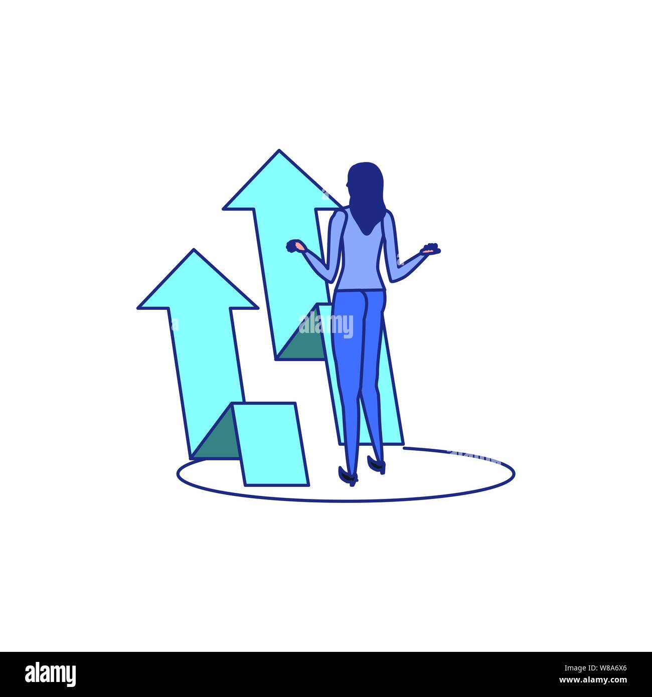 business woman elegant with arrows up vector illustration design Stock ...