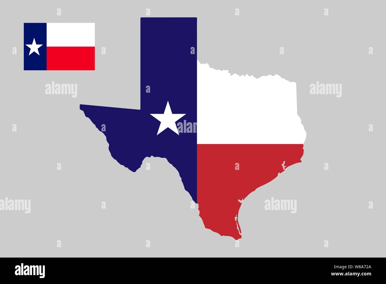 U.S. state of Texas Map outline and flag.Vector illustration. EPS10 Stock Vector