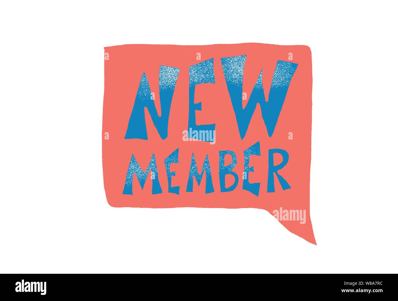 New member quote. Stylized lettering with bubble speech. Hr announcement template for social