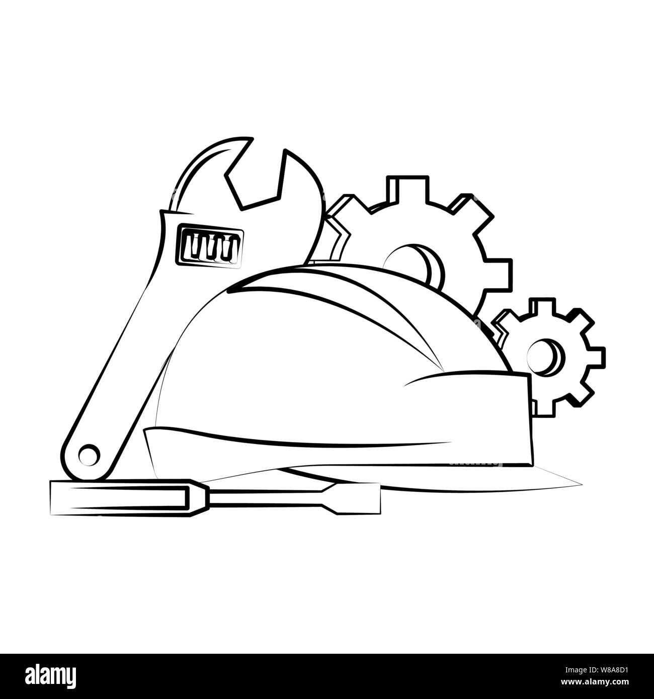 engineering construction factory industry cartoon drawing in black and  white Stock Vector Image & Art - Alamy