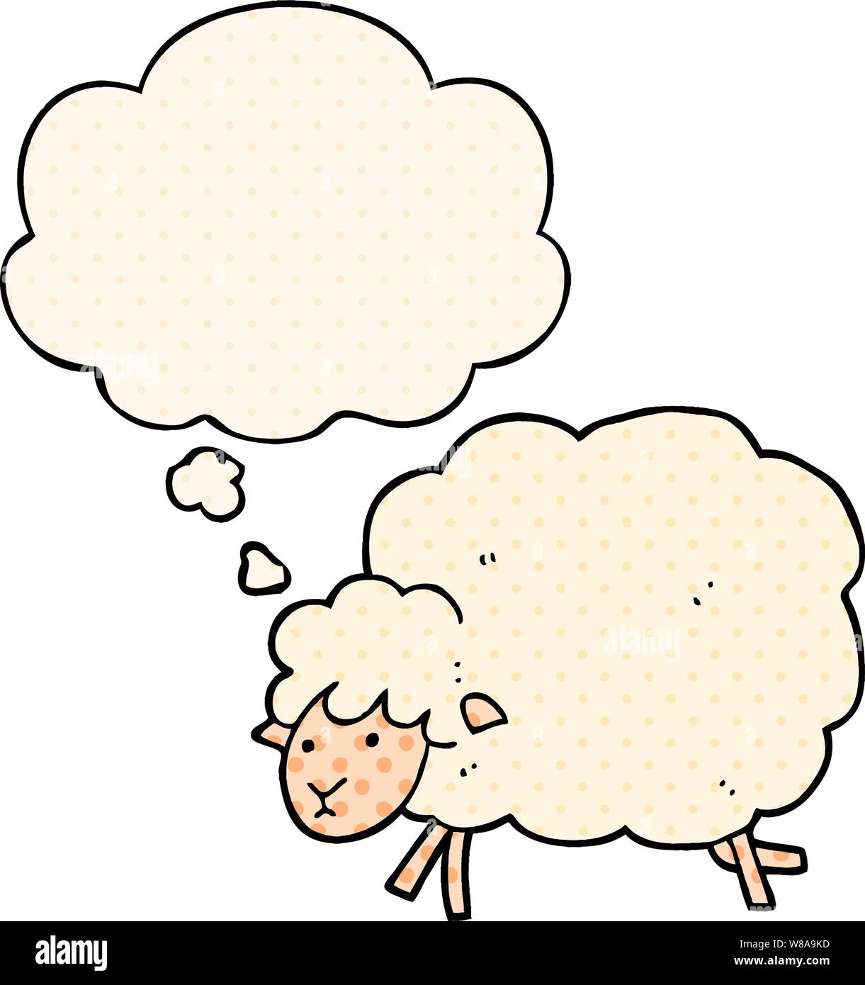 Cartoon Sheep With Thought Bubble In Comic Book Style Stock Vector