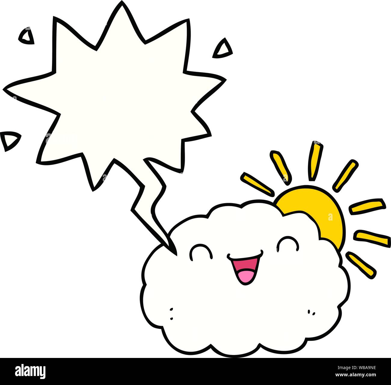 happy cartoon cloud with speech bubble Stock Vector Image & Art - Alamy