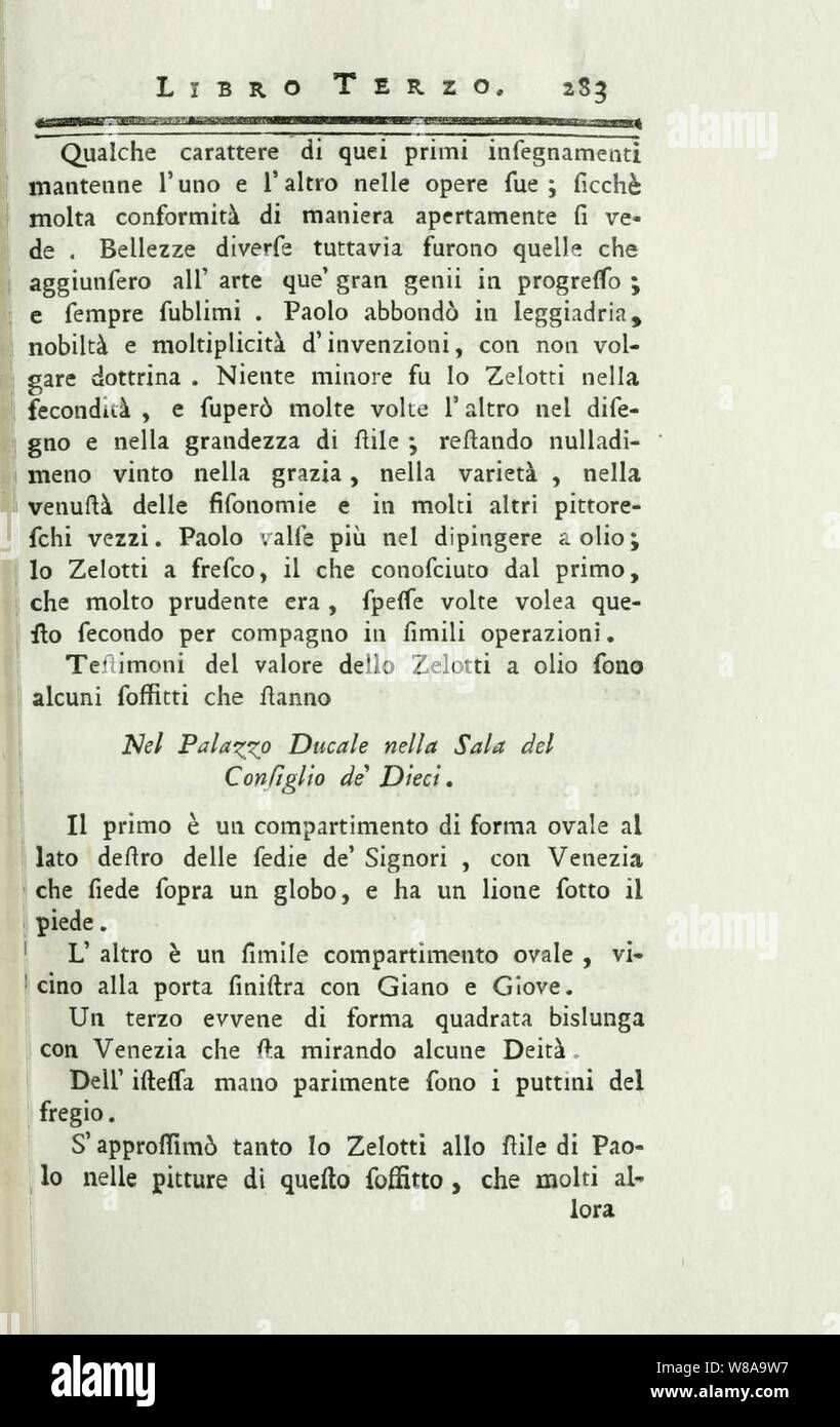 Della Pittura Veneziana e delle Opere Publiche de' Veneziani Maestri Libri V p 283. Stock Photo