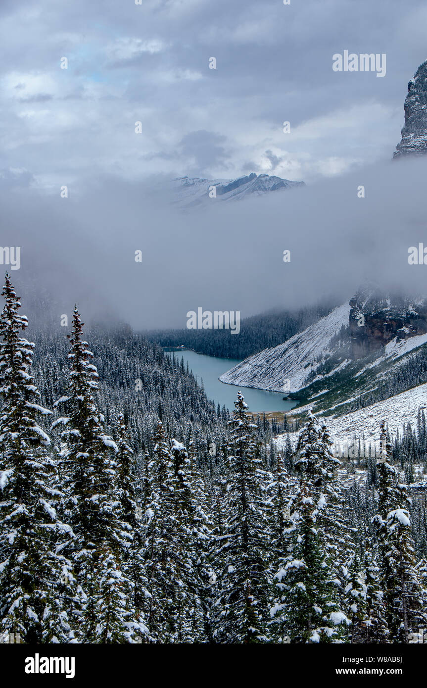 Lake Louise in Banff National Park during the wintertime Stock Photo ...