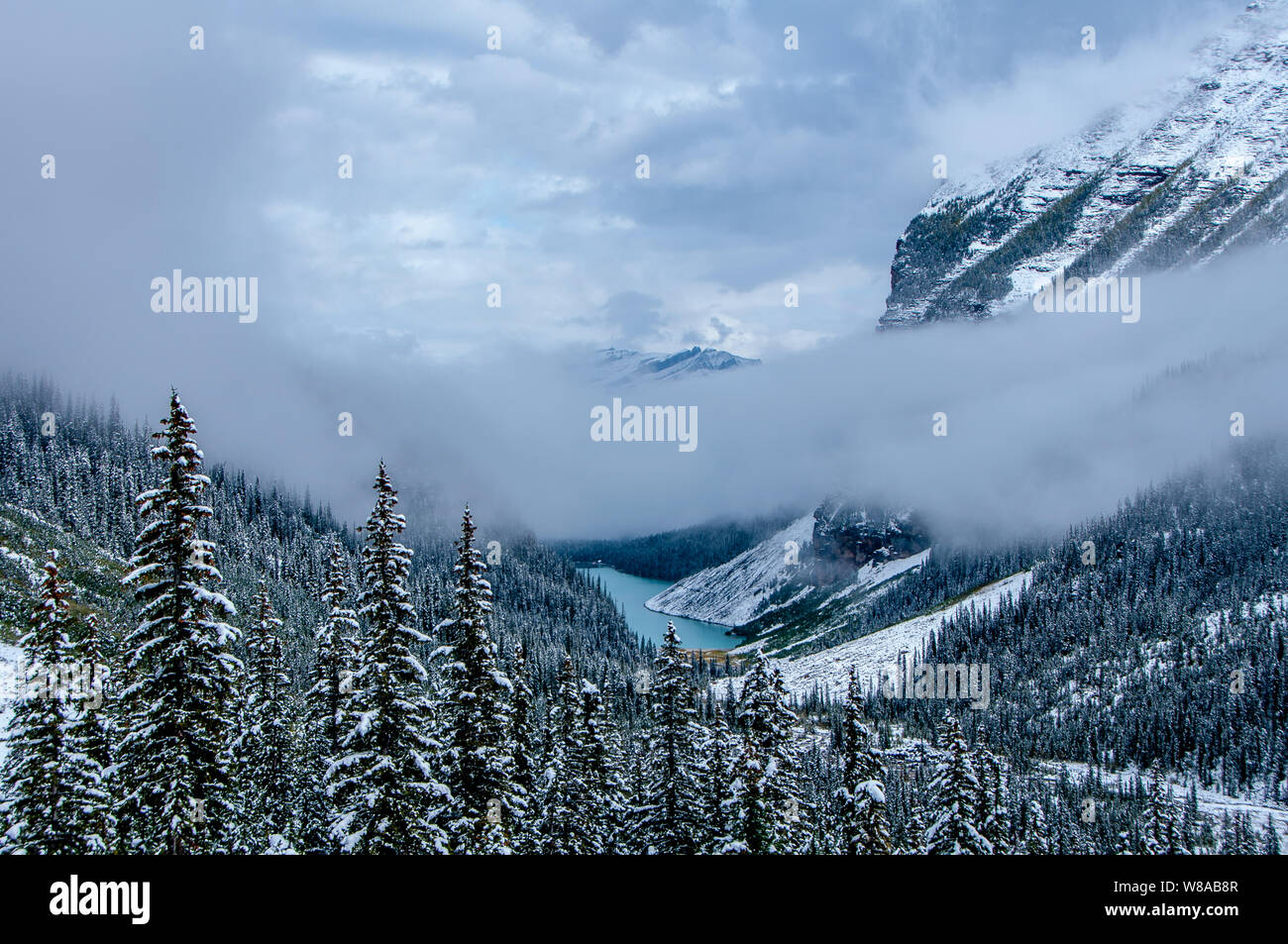Lake Louise in Banff National Park during the wintertime Stock Photo ...