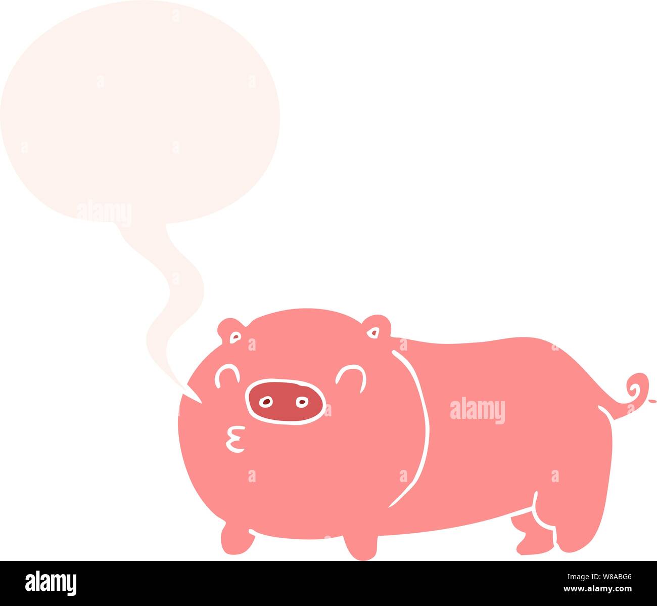 cartoon pig with speech bubble in retro style Stock Vector