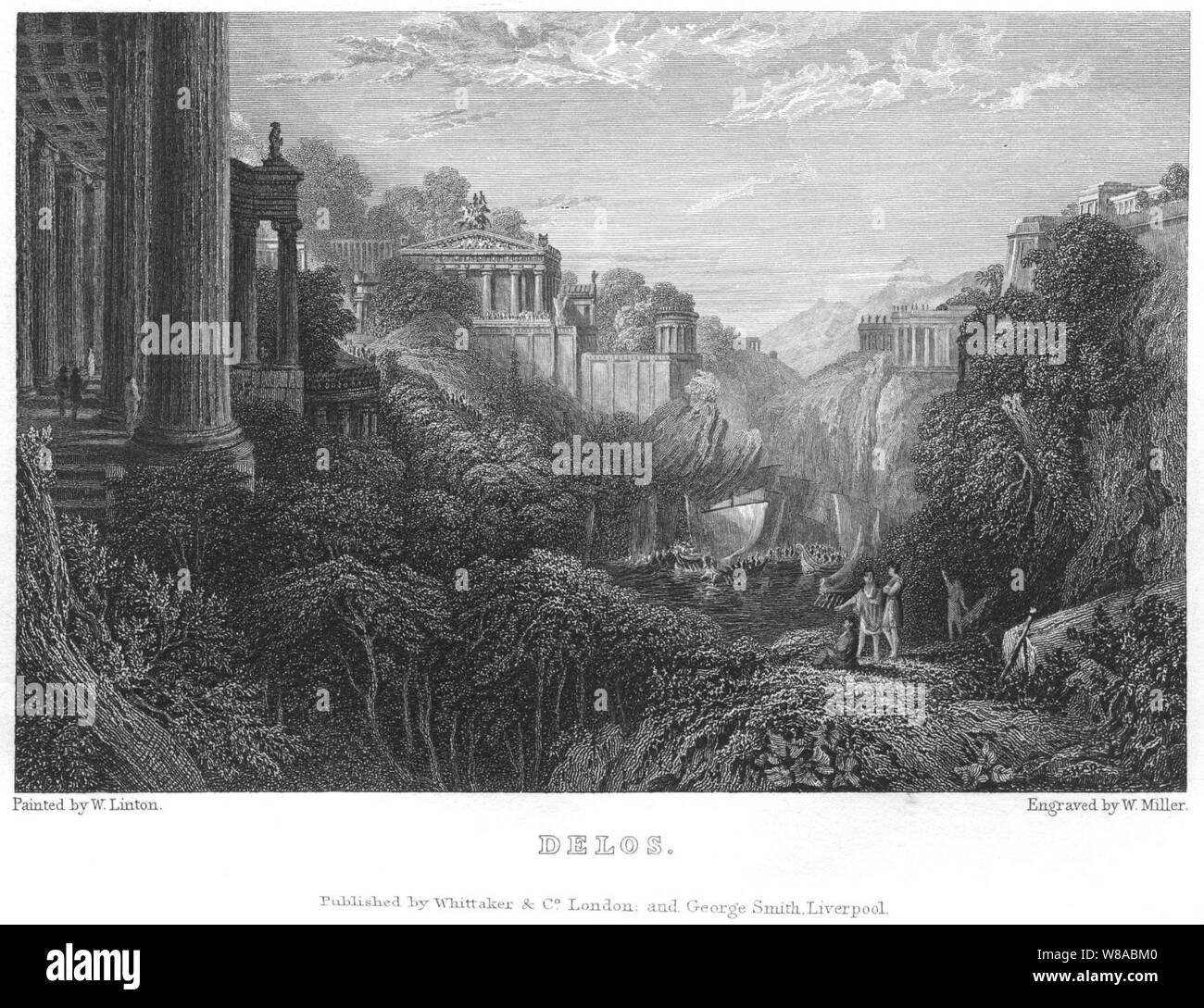 Delos engraving by William Miller after W Linton. Stock Photo