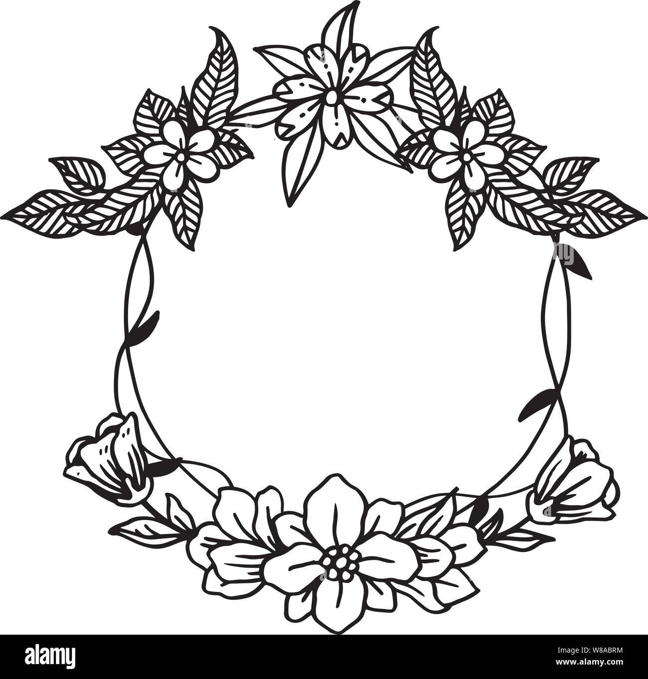 Flower frame in sketch style, for various design of greeting card
