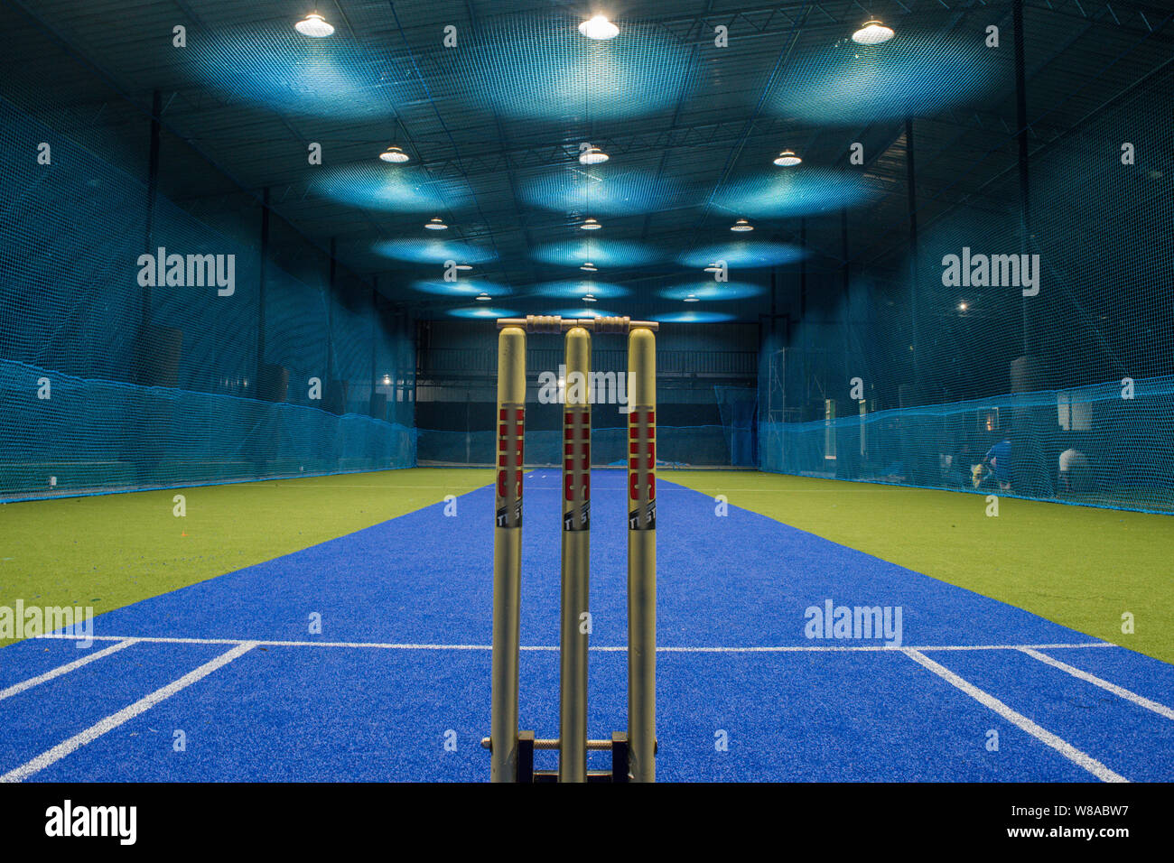 newly opened indoor stadium at night time Stock Photo