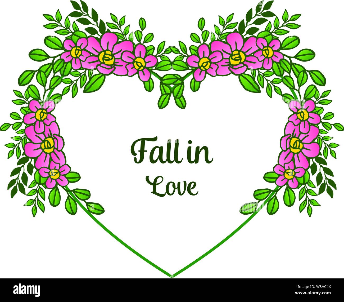 Various crowd pink floral frame, for card fall in love, romantic