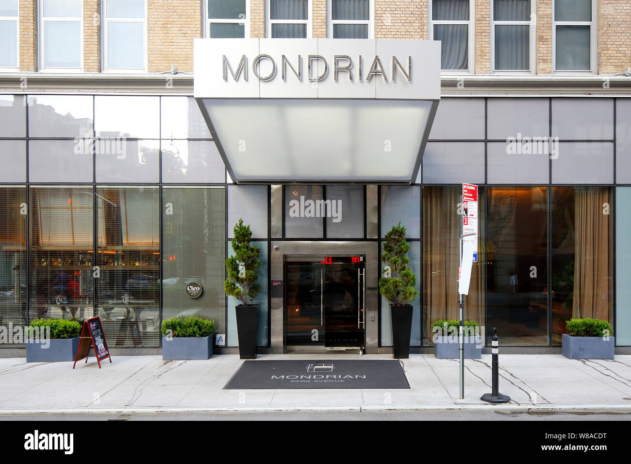 Mondrian Park Avenue, 444 Park Avenue South, New York, NY. exterior storefront of a boutique hotel in the Murray Hill neighborhood of Manhattan. Stock Photo