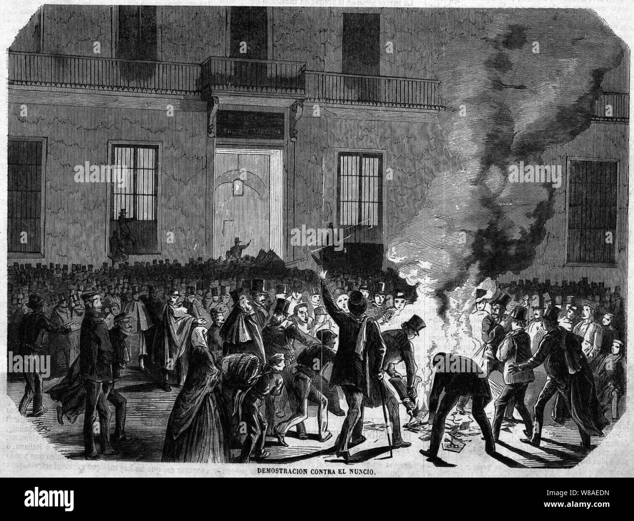 Demostración contra el nuncio, 26 de enero de 1869, Madrid. Stock Photo
