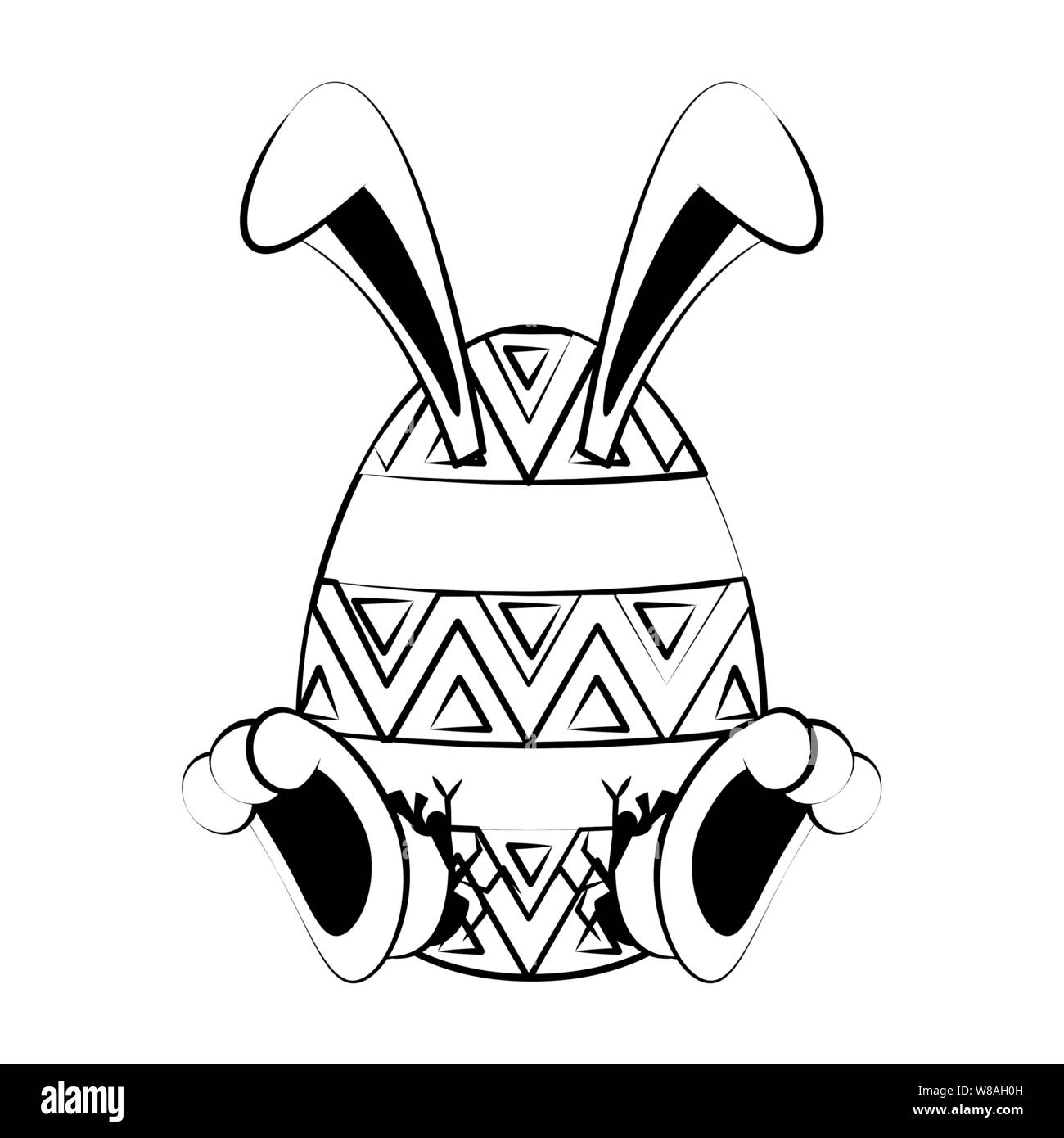 easter happy tradition celebration cartoon drawing in black and white