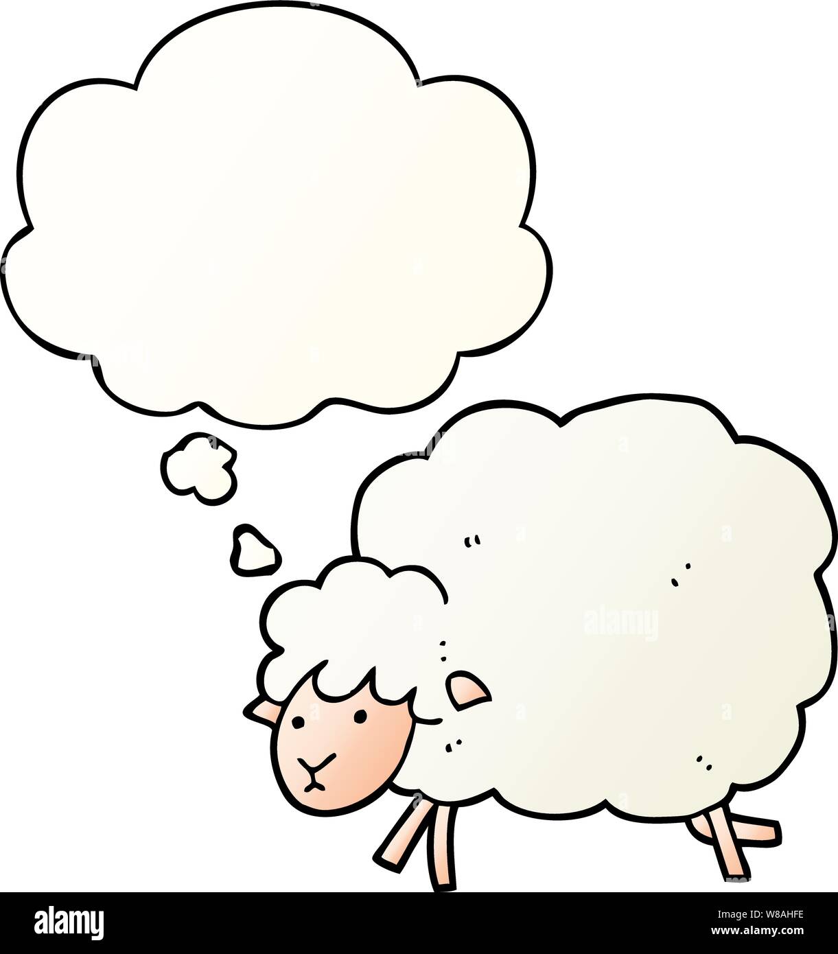 cartoon sheep with thought bubble in smooth gradient style Stock Vector