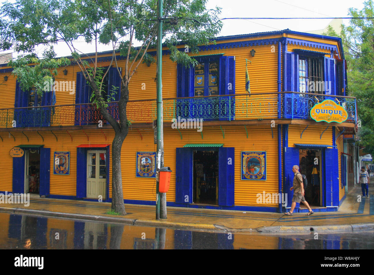 Buenos Aires, January 22, 2010: The Museo de Quique, traditional soccer museum near and with the colors of Boca Juniors club at La Boca Stock Photo
