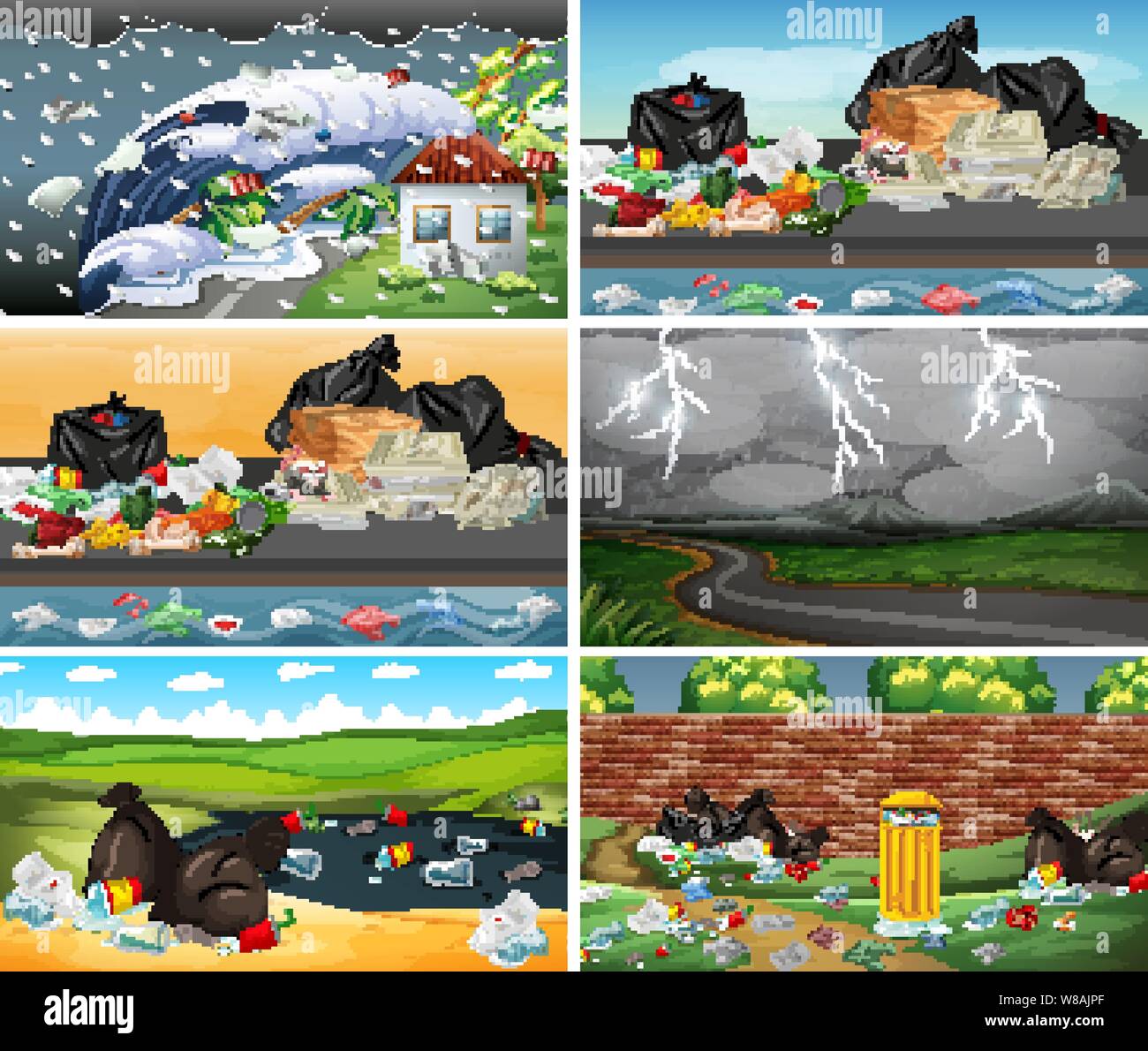 Polluted Scenes Set of polluted scenes illustration Stock Vector Image & Art - Alamy