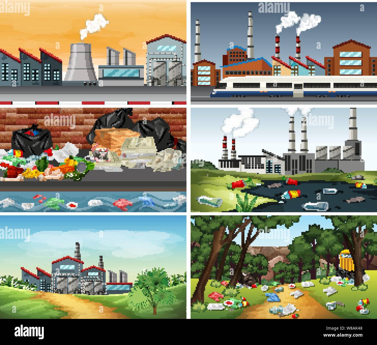 Polluted Scenes Set of polluted scenes illustration Stock Vector Image & Art - Alamy