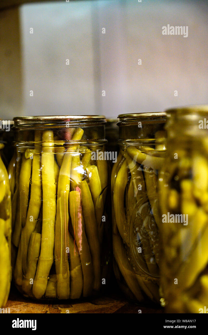 Canned green beans in glass jars Stock Photo Alamy