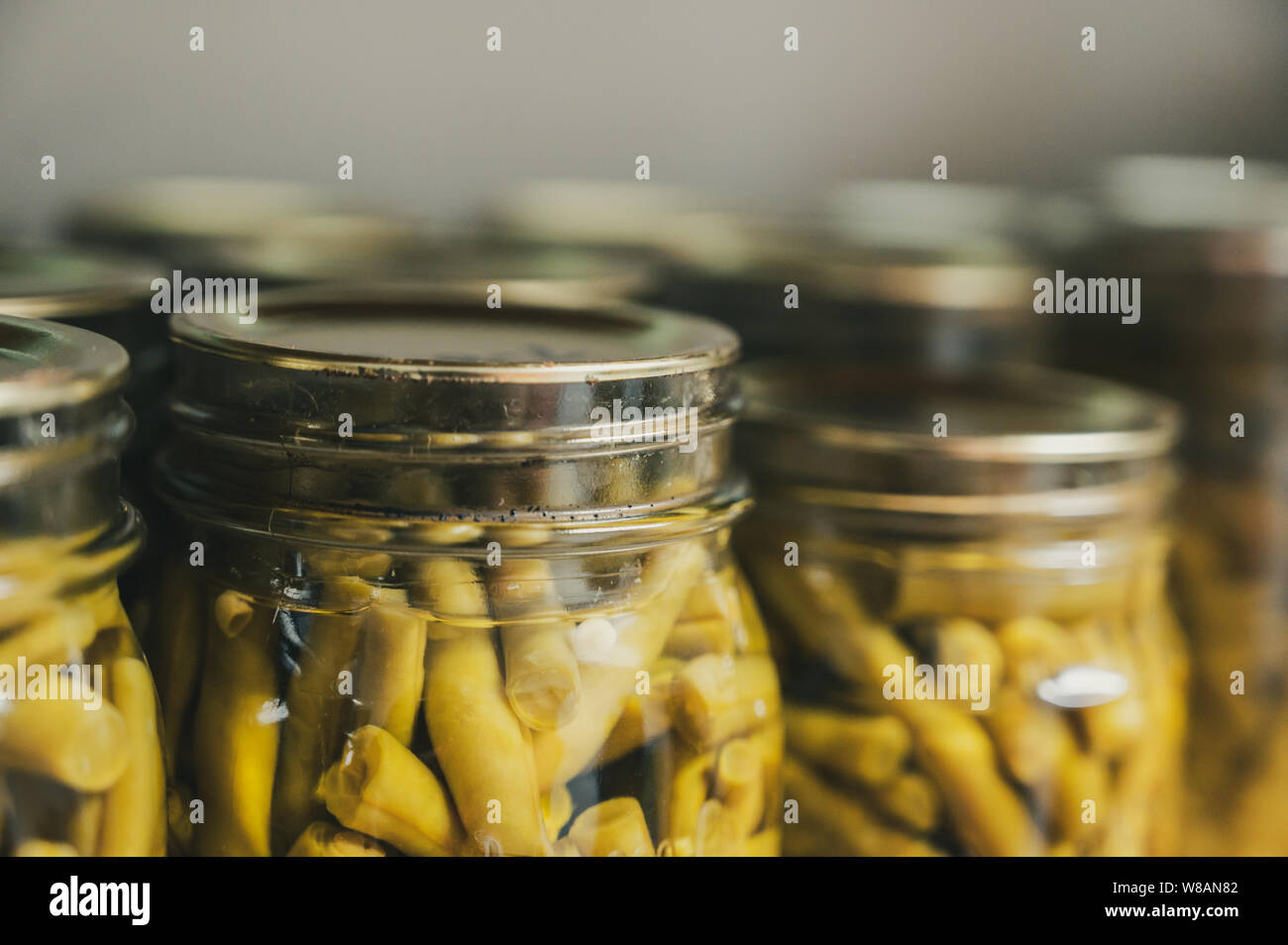 Canned green beans in glass jars Stock Photo Alamy