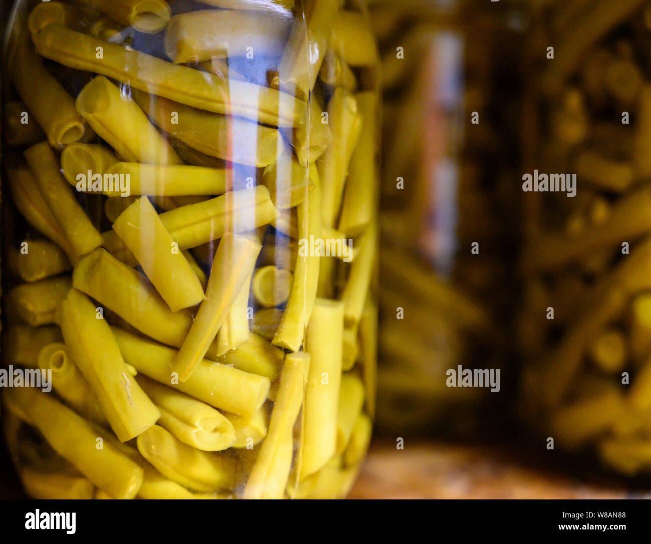 Canned green beans in glass jars Stock Photo Alamy