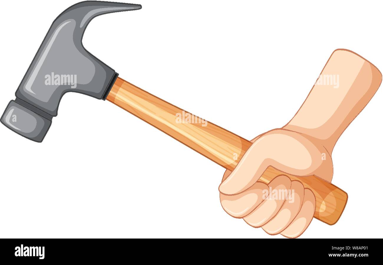 Hand holding hammer isolated illustration Stock Vector Image & Art Alamy