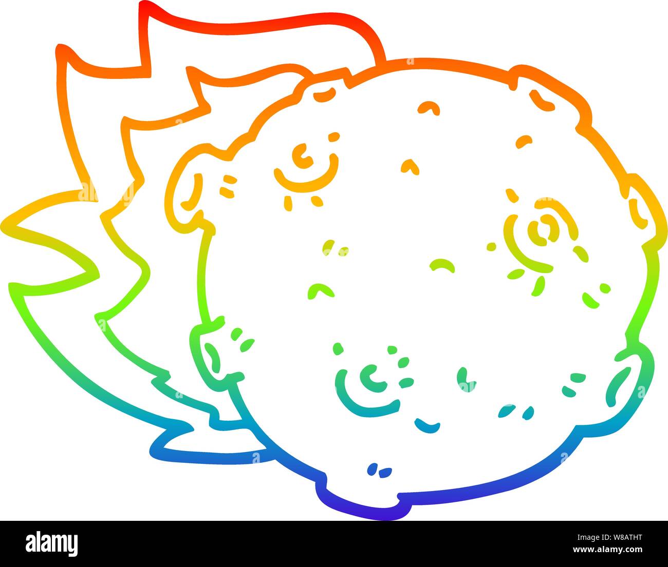 Rainbow Gradient Line Drawing Of A Cartoon Asteroid Stock Vector Image Art Alamy