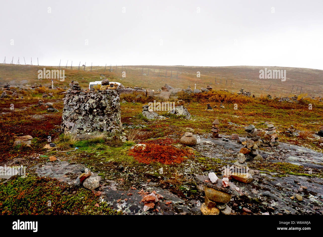 The view of tundra in Teriberka, Russia. Stock Photo