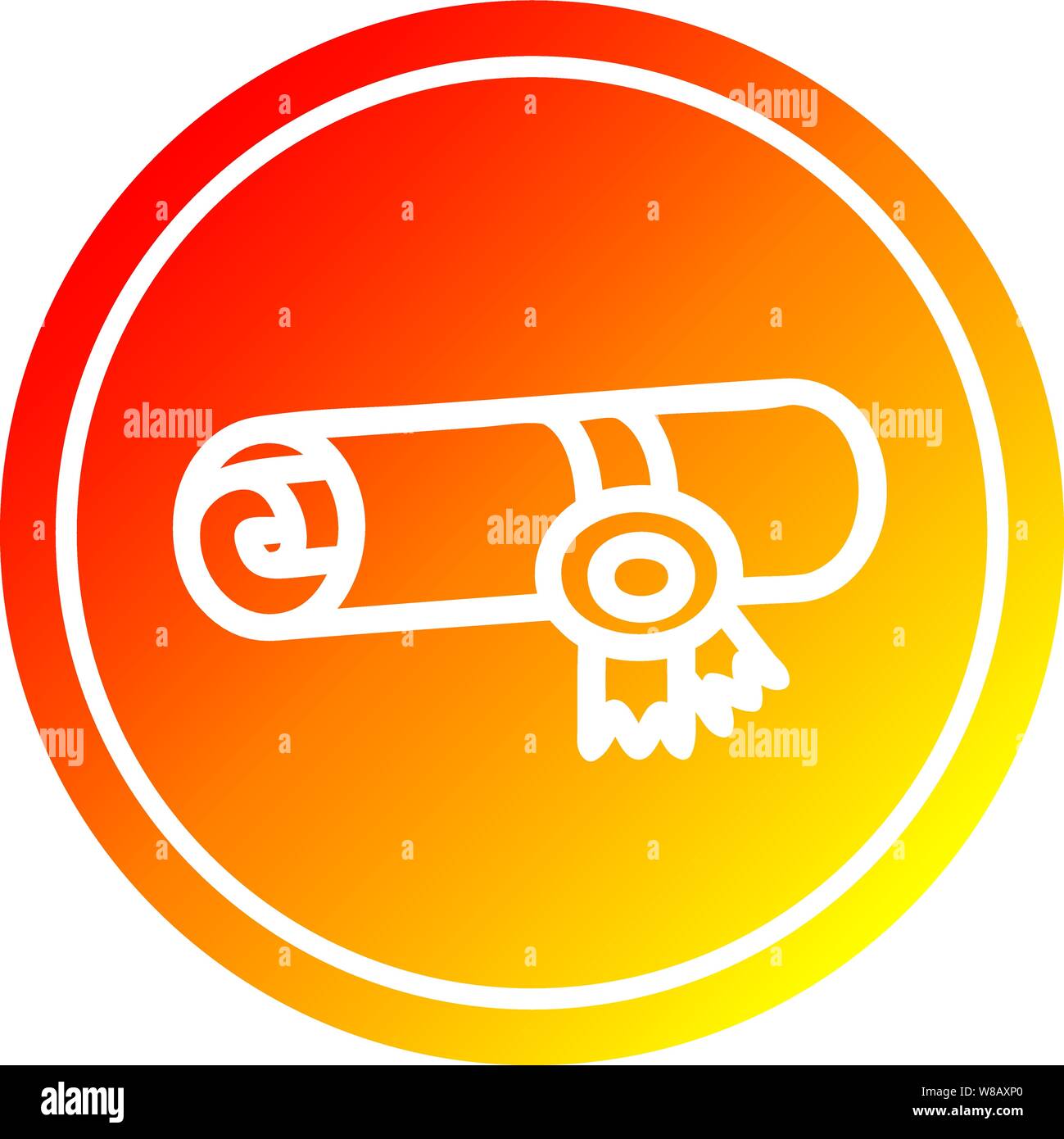diploma certificate circular icon with warm gradient finish Stock ...