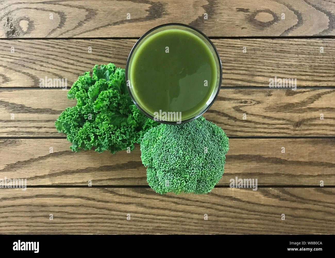 Green Broccoli and kale with juice. Photo Stock Photo Alamy
