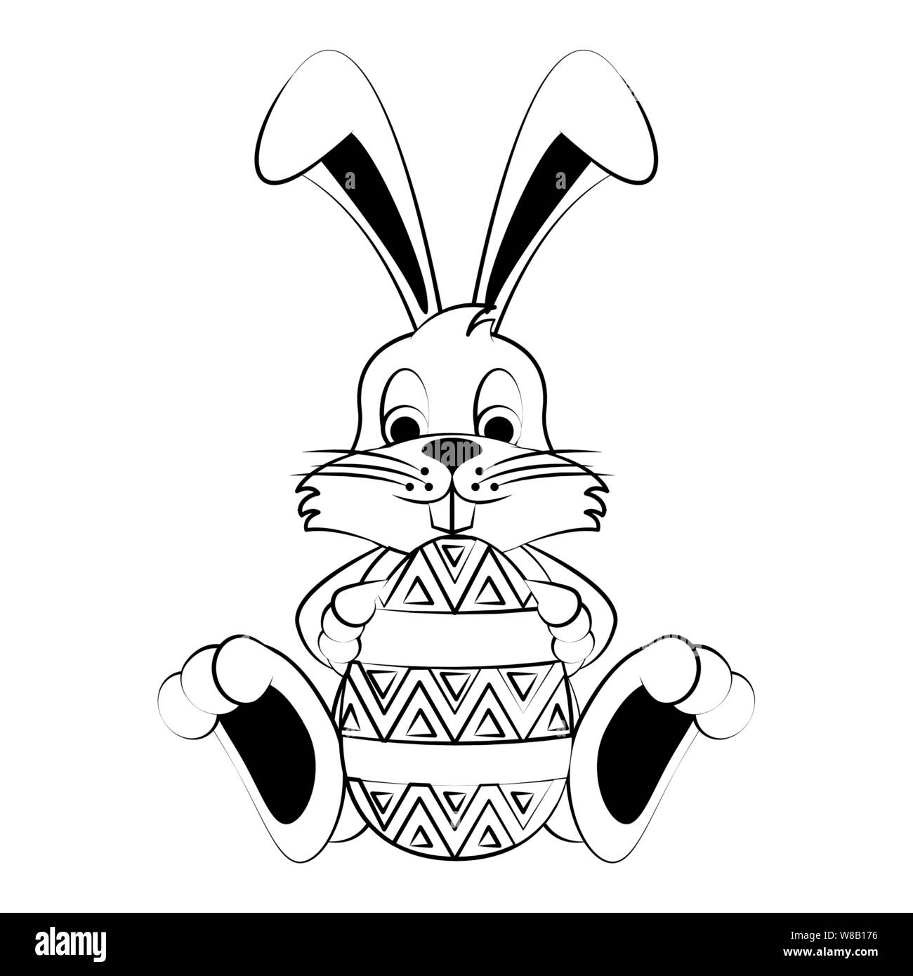 easter happy tradition celebration cartoon drawing in black and white