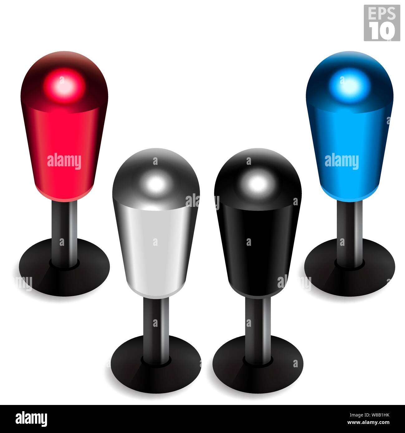 American fighter genre style bat top joysticks for arcade machines in blue,  red, black, and anodized aluminum color includes dust washer Stock Vector  Image & Art - Alamy