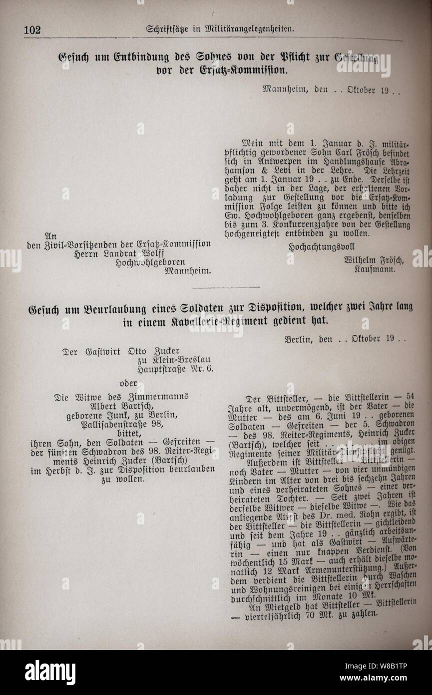 Der Haussekretär Hrsg Carl Otto Berlin ca 1900 Seite 102. Stock Photo